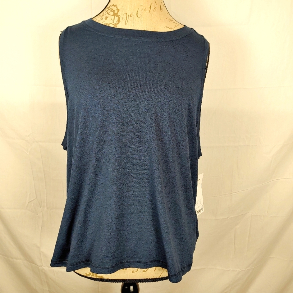 Athleta Uptempo Yoga Blue Brushed Crew Neck Tank Size 2X